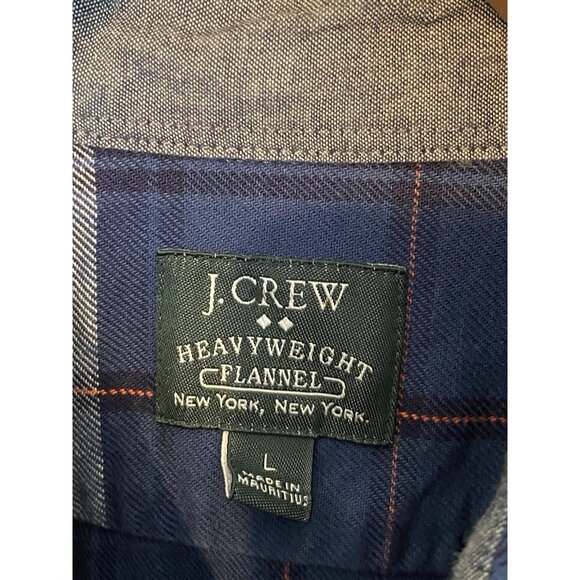 J Crew Men's L Button Up Blue Plaid Striped Shirt Long Sleeve Heavyweight - Picture 4 of 9